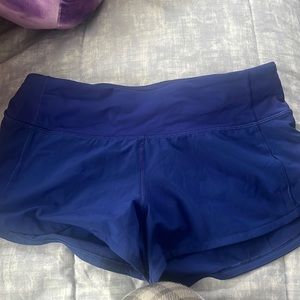 Blue lululemon shorts size 2 regular speed up low rise